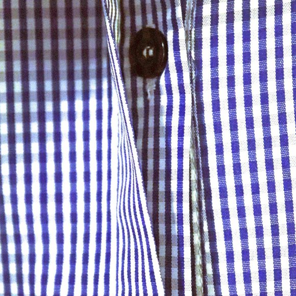 Amazing Gracila Blue & White Gingham Collared Long Sleeve Blouse Size M NWT - Picture 4 of 12